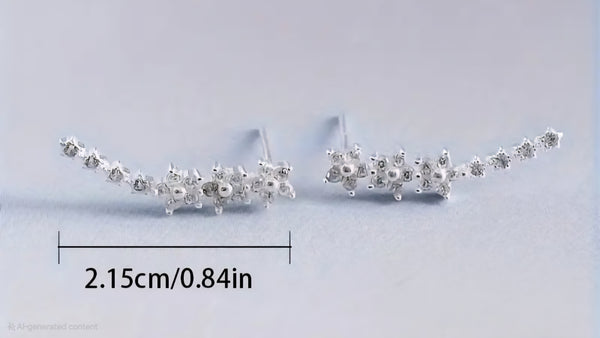 Sterling Silver Zirconia Seven Flowers  Earrings