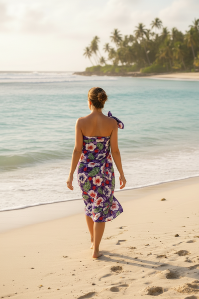 Hibiscus Purple Sarong with Frills