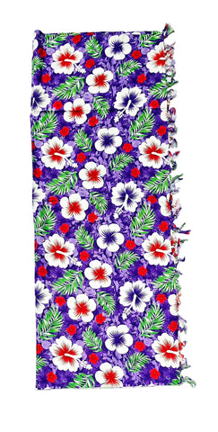 Hibiscus Purple Sarong with Frills