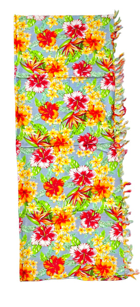 Grey Hibiscus Sarong with Frills