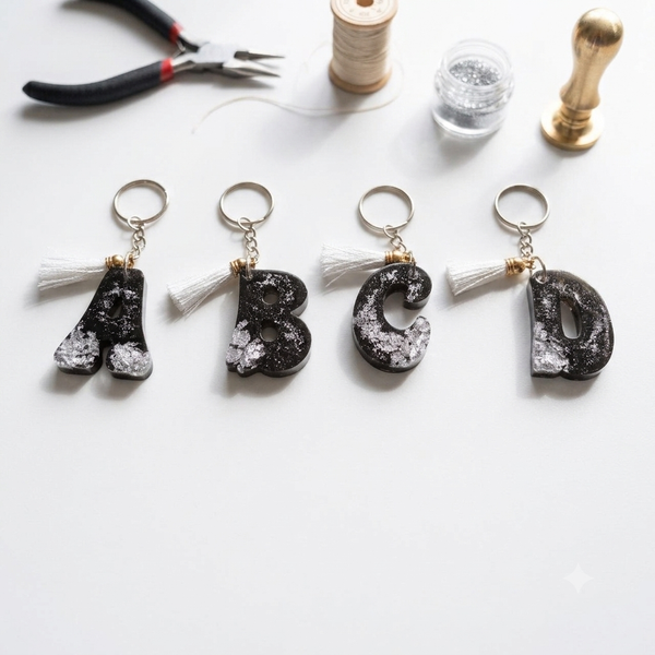 Resin Alphabets Keychain