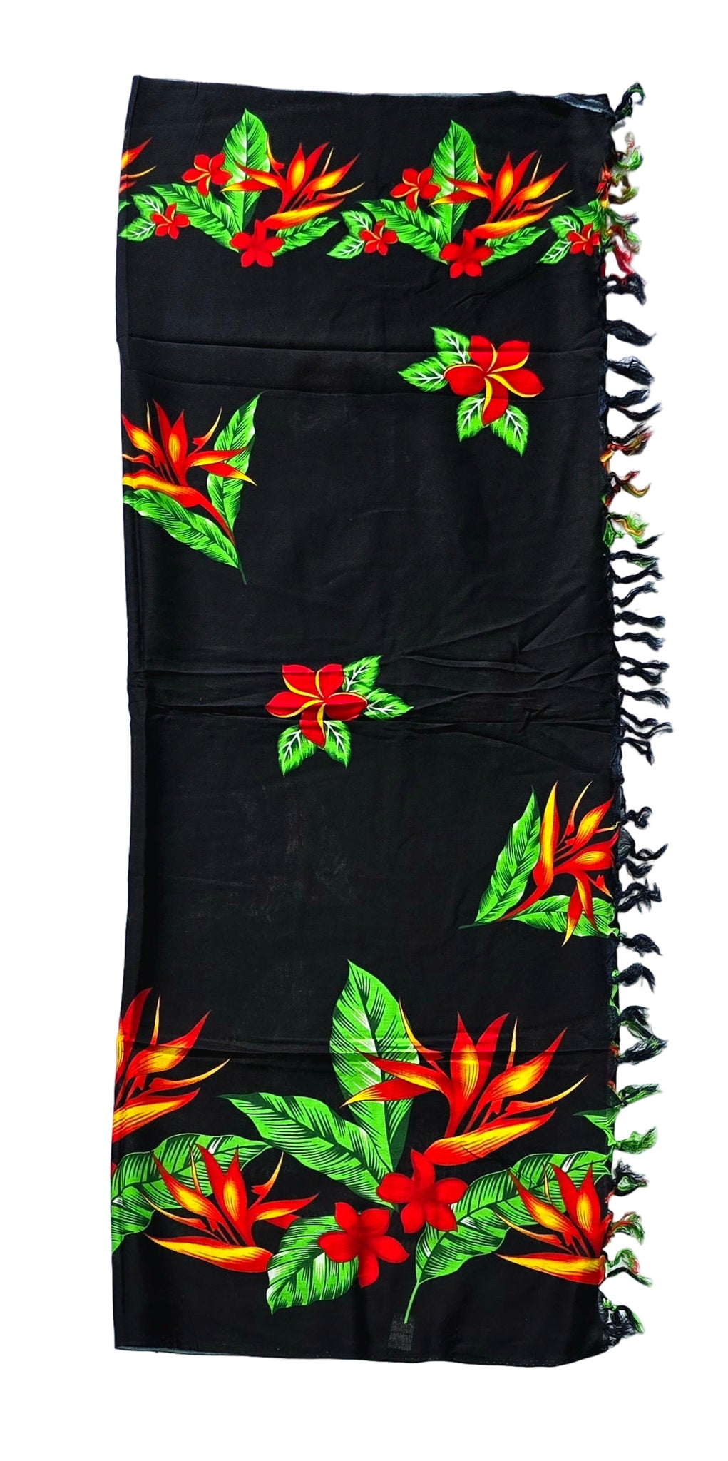 Black Flower Sarong with Frills