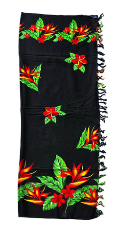 Black Flower Sarong with Frills