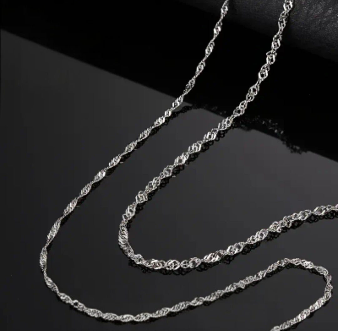 Sterling Silvery Water Wave Chain