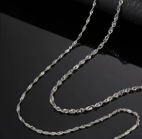 Sterling Silvery Water Wave Chain
