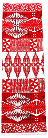 Red White Tapa Leaves Lavalava