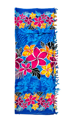 Blue Frangipani Sarong with Frills