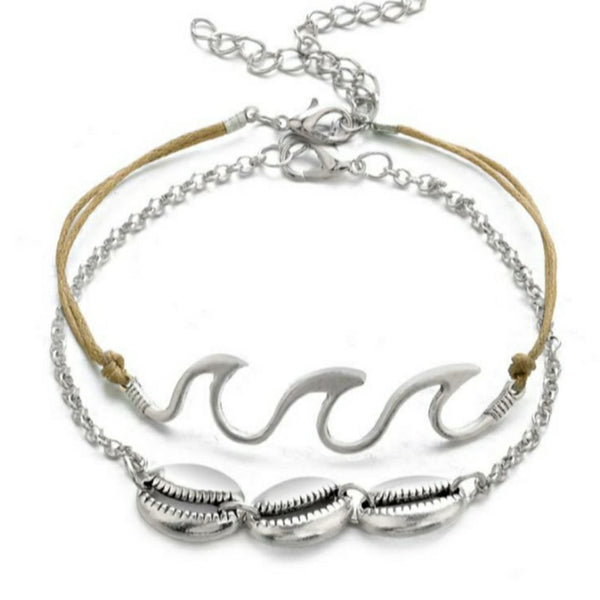 Shell & Wave Anklet Combo