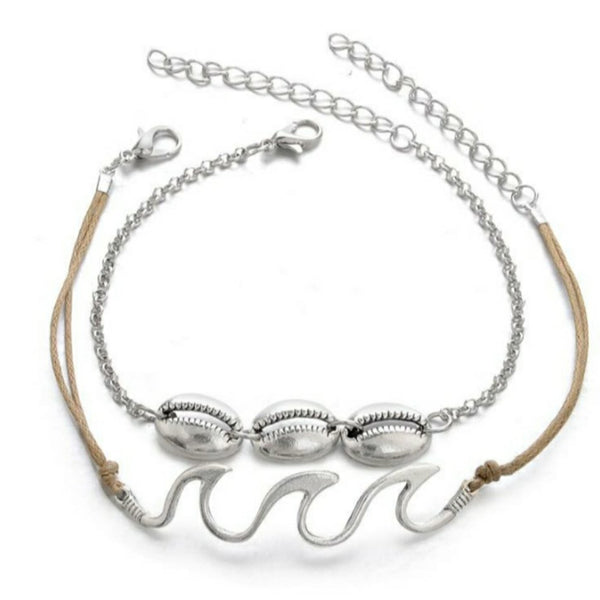 Shell & Wave Anklet Combo