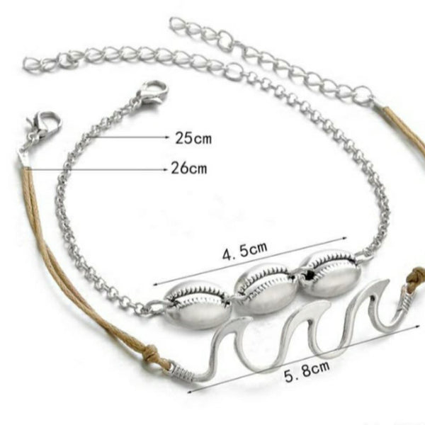 Shell & Wave Anklet Combo