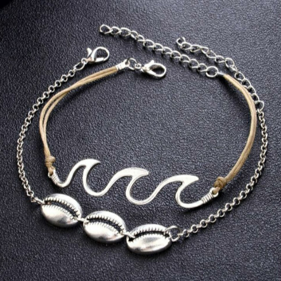 Shell & Wave Anklet Combo