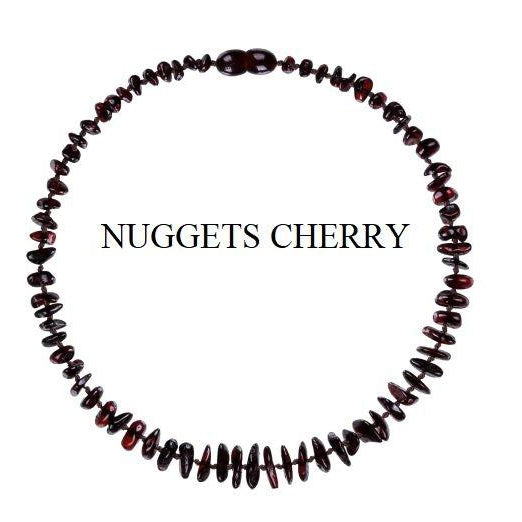 Baby Teething Amber Necklace Nuggets Cherry