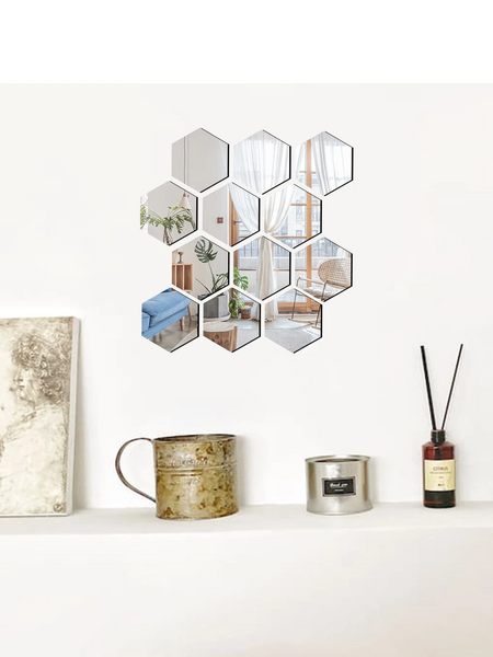 Hexagon Mirror Surface Wall Sticker-10pc Pack