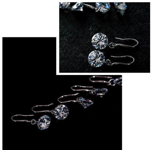 CZ Silver diamond drop earrings