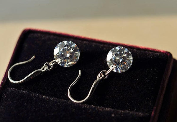 CZ Silver diamond drop earrings