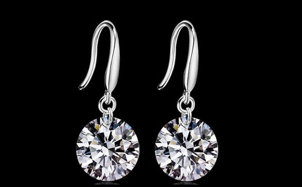 CZ Silver diamond drop earrings