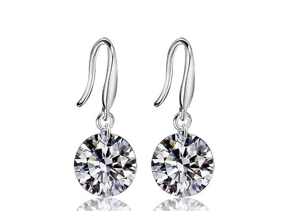 CZ Silver diamond drop earrings