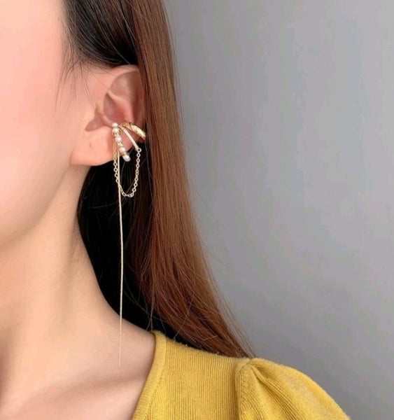 Tassel Trio Gold Crystal Earring