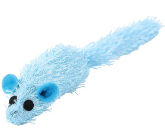 Paws & Claws -Furry Longtail Catnip Mouse Toy -17cm Blue