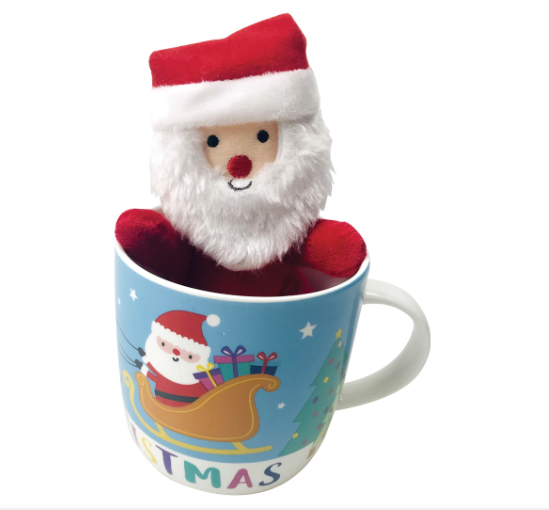 Christmas Mug w/ Santa Plush Toy