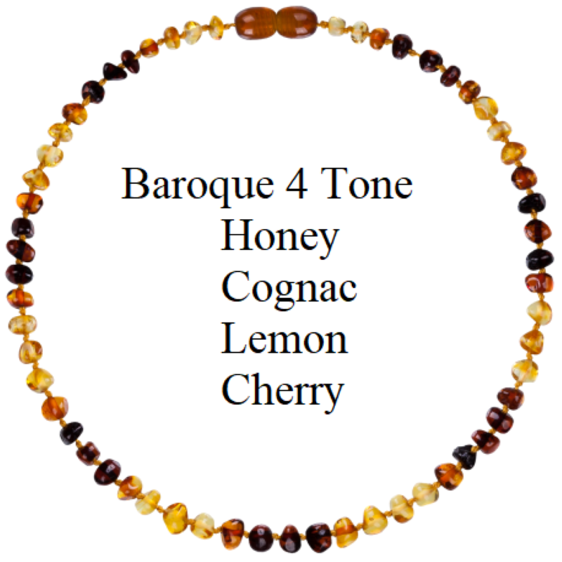 Baby Teething Amber Necklace FOUR Tone