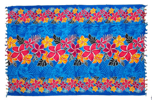 Blue Frangipani Sarong with Frills