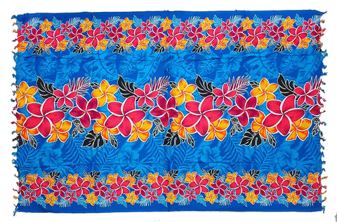 Blue Frangipani Sarong with Frills