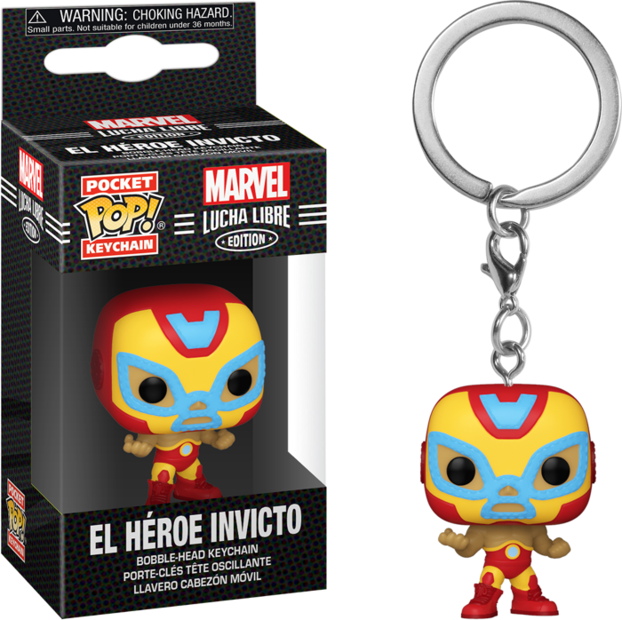 Funko Pocket Pop Marvel:( Lucha Libre Edition)- El Héroe Invicto Iron Man Vinyl Keychain