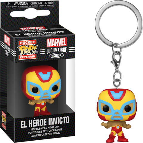 Funko Pocket Pop Marvel:( Lucha Libre Edition)- El Héroe Invicto Iron Man Vinyl Keychain