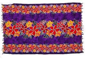 Purple Frangipani Sarong with Frills