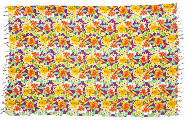 Purple Hibiscus Sarong with Frills