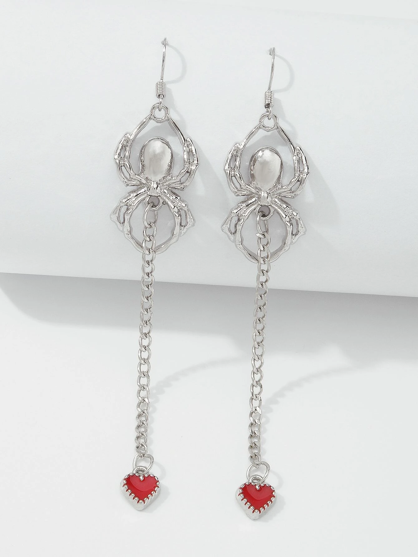 Spider Heart Drop Earrings