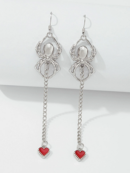 Spider Heart Drop Earrings