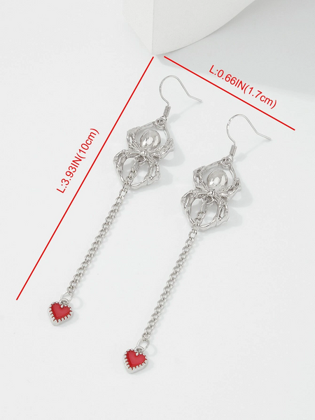 Spider Heart Drop Earrings