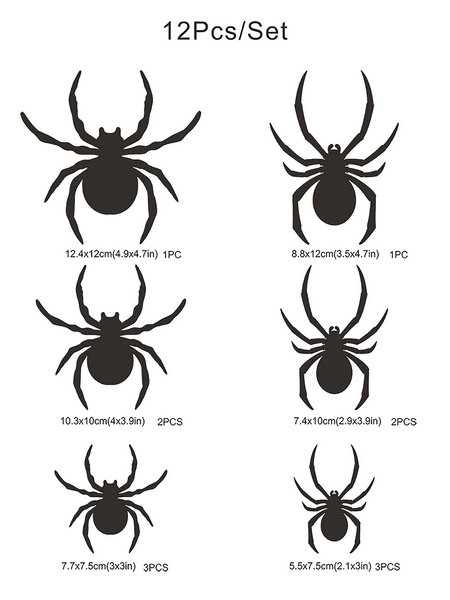 Spider Wall Stickers (12pc)